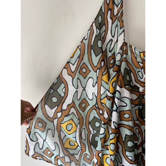 Diane‎ Von Furstenberger Halter Top SZ 8 100% Cotton Abstract Art Deco - Picture 5 of 9